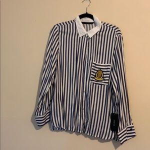 Striped button down with patch